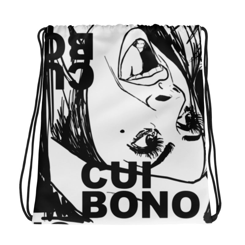 Cui Bono drawstring bag