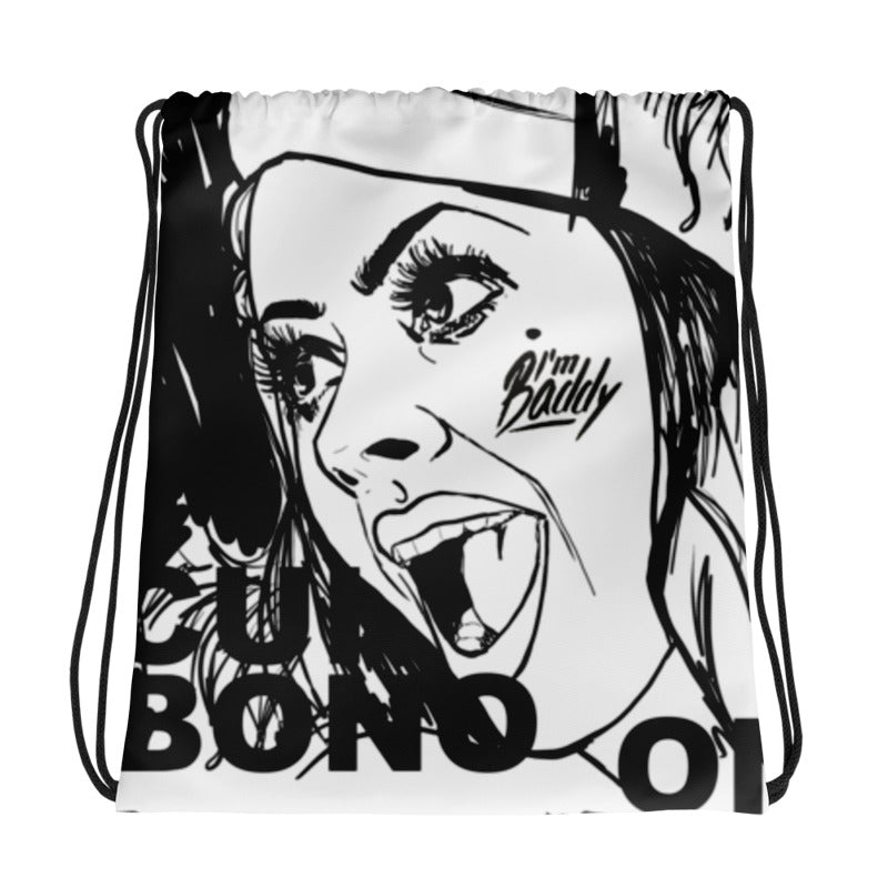 Cui Bono drawstring bag