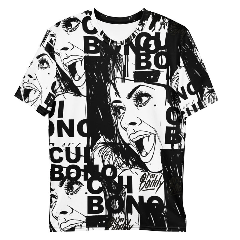 Monochrome Men's T-shirt with Cui Bono print