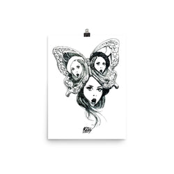 Monochrome Butterfly Illustration Poster