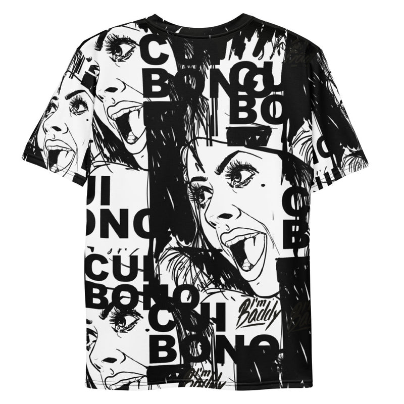 Monochrome Men's T-shirt with Cui Bono print