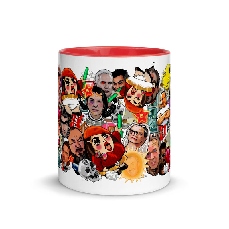 Art World Game Mug with red rim, handle, and inside